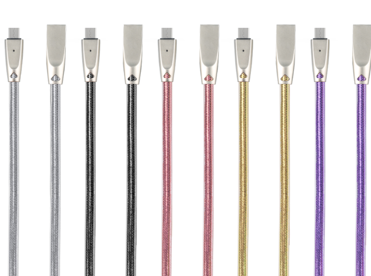 USB-кабель с металлическим цинковым наконечником и светодиодной подсветкой